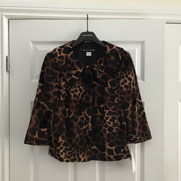 Brown animal print 3/4 sleeve short jacket size 8 (M) - Picture 3 of 7